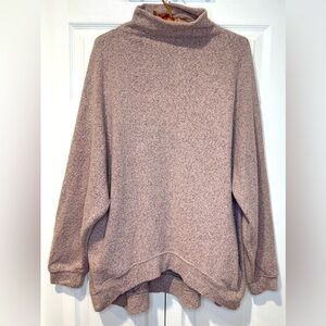 Free People Beach OVERSIZED Sweatshirt Terry cloth Mock Neck Dusty Rose XSmall